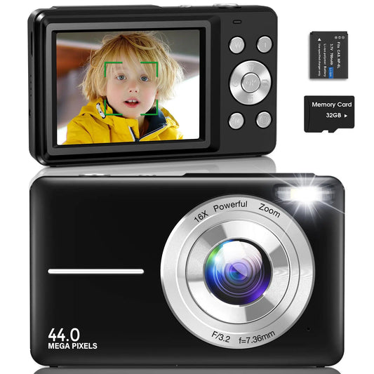 DC403 Recording Digital Camera for Music Festival, 1 Piece Multi-Functional 1080P & 44MP Digital Camera, Ff(F/3.2, F=7.36Mm), 32G Memory Card, 16X Zoom Digital Cameras, Compact & Portable Mini Camera for Teens & Beginners Spring Gifts